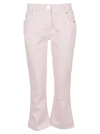 BALMAIN LOW-RISE CROPPED BOOTCUT JEANS W/ MONOGRAM,WF1MJ035D122 4AK ROSE PALE