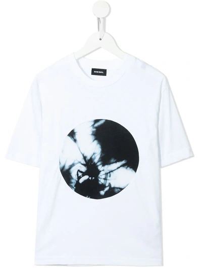 Diesel Kids' Tie-dye Print T-shirt In White