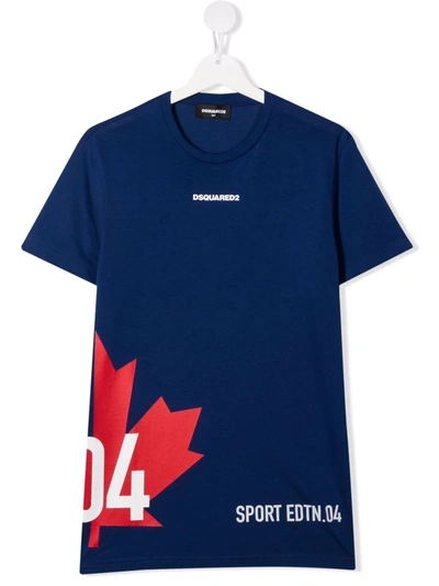 Dsquared2 Teen Graphic-print Cotton T-shirt In Blue