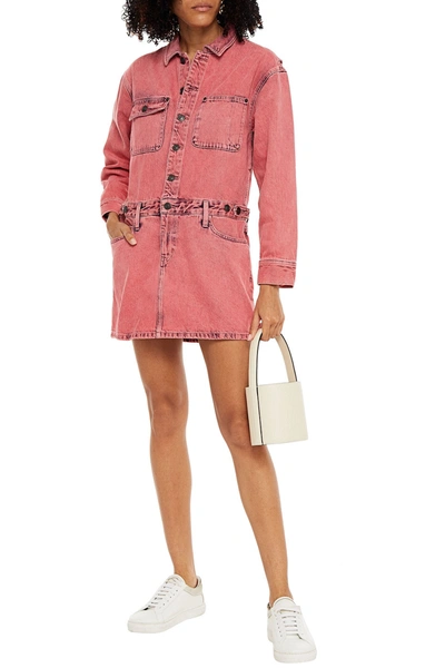 Current Elliott Faded Denim Mini Dress In Pink