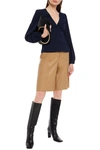 Ba&sh Mwetty Open-back Shirred Crepe Blouse In Midnight Blue