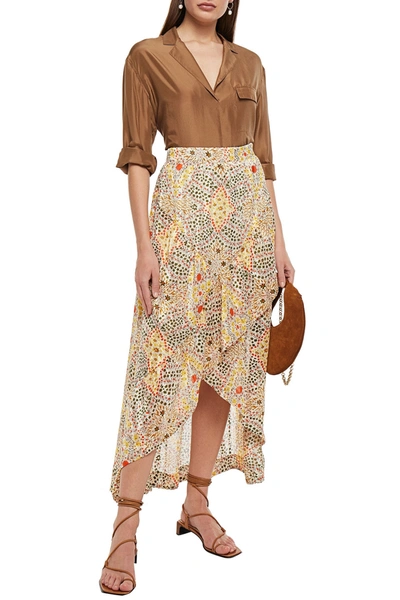 Ba&sh Hall Wrap-effect Floral-print Jacquard Midi Skirt In Ivory