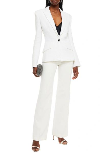 David Koma Crystal-embellished Wool-blend Bouclé-tweed Blazer In Off-white