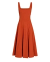Staud Wells Sleeveless Midi Dress In Rust