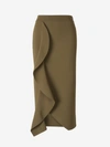 Alexander Mcqueen Draped High-waisted Pencil Skirt In Military Green