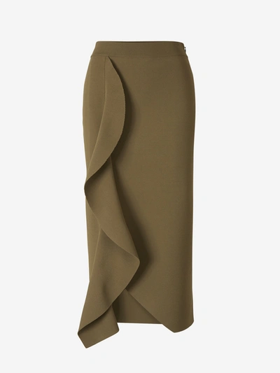 Alexander Mcqueen Draped High-waisted Pencil Skirt In Military Green