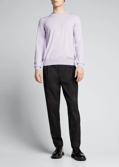 Brioni Men's Sustainable Wool Crewneck Sweater In Lilac