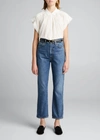 Nili Lotan Normandy Shirred Cotton Blouse In Ivory