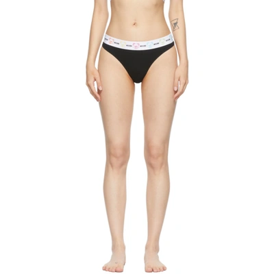 Moschino Black Teddy Thong In 0555 Black