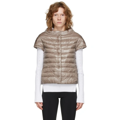 Herno Greta Iconico Cap Sleeve Quilted Down Jacket In Taupe