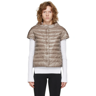 Herno Greta Iconico Cap Sleeve Quilted Down Jacket In Brown