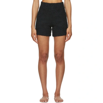 Skims Cozy Knit Bouclé Shorts In Onyx