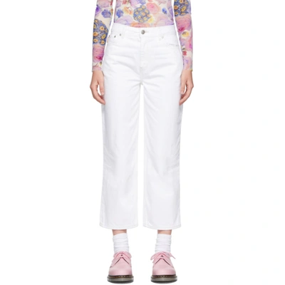 Ganni High-rise Straight-leg Cropped Jeans In White