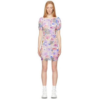 ganni printed mesh mini dress GANNI Printed Marl Mesh Corset Mini Dress