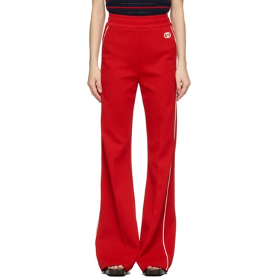 Gucci Interlocking G Wide-leg Trousers In Red