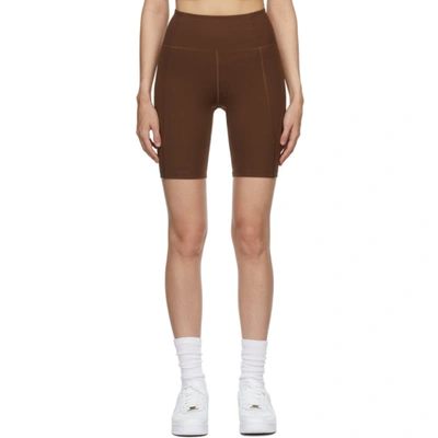 Girlfriend Collective Brown Bike Shorts In Earth