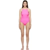 Balenciaga Logo-print Strappy One-piece Swimsuit In Pink