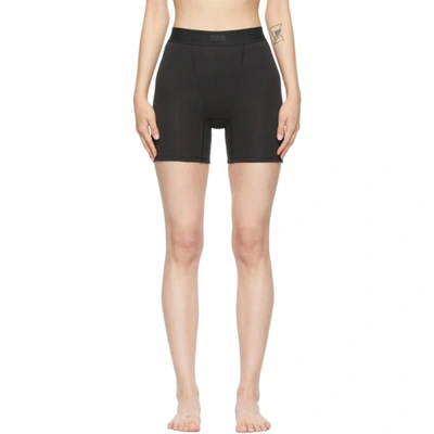 Skims Boyfriend Stretch-modal And Cotton-blend Jersey Boxer Shorts In Black