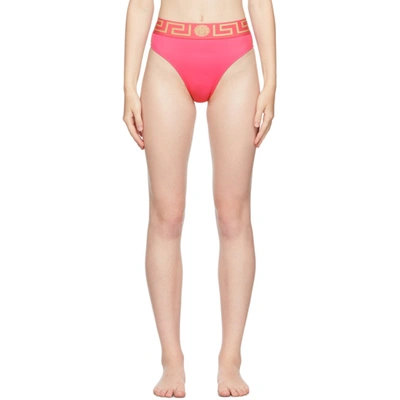 Versace Pink Greca Border Bikini Bottom In 1p580 Pink