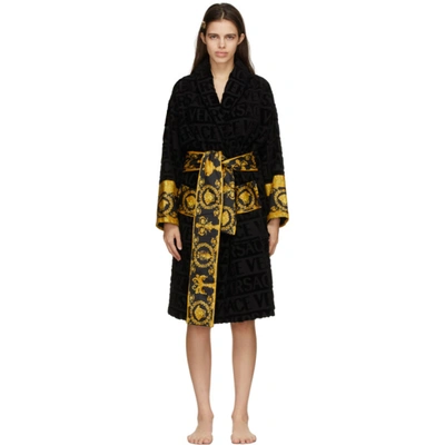 Versace Black I Heart Baroque Bath Robe