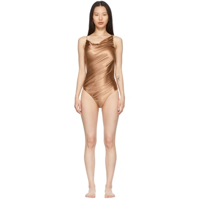 Isa Boulder Ssense Exclusive Brown Dune One-piece Swimsuit In Soil
