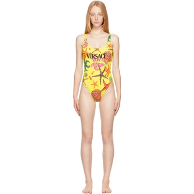Versace Yellow Trésor De La Mer One-piece Swimsuit In Giallo Multicolor