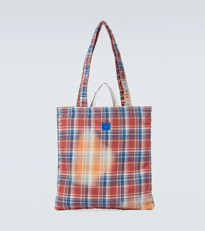 Acne Studios Printed Checked Cotton-flannel Tote Bag