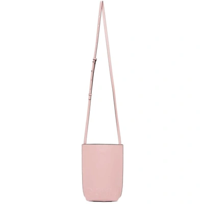 Ganni Pink Recycled Leather Mini Shoulder Bag In Carmine Rose