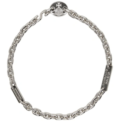 Vivienne Westwood Silver Man Zephyr Necklace In Rhodium