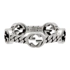 GUCCI SILVER CURB CHAIN INTERLOCKING G RING