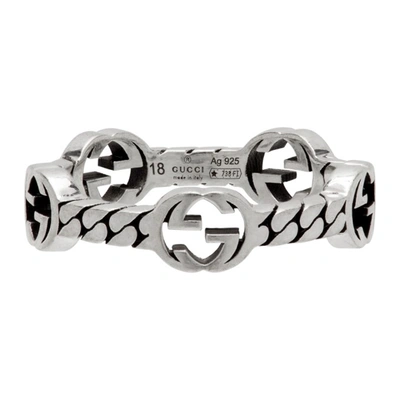 Gucci Silver Curb Chain Interlocking G Ring