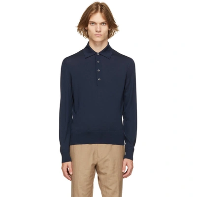 Tom Ford Slim-fit Wool Polo Shirt In Blue