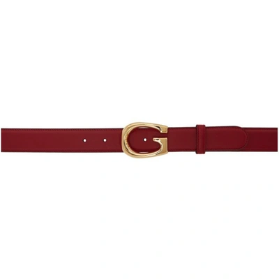 Gucci Thin Belt With G Buckle In Red