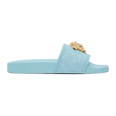 Versace Palazzo Medusa Slide Sandal In Light Blue