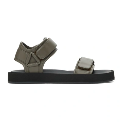 The Row Hook And Loop Leather Sandals In Green