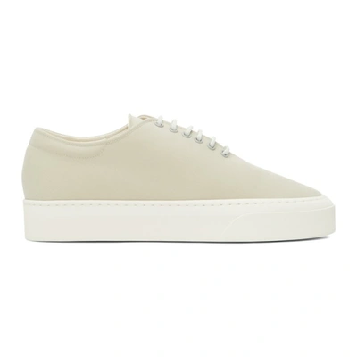The Row Marie H Lace Up Canvas Trainers In Beige