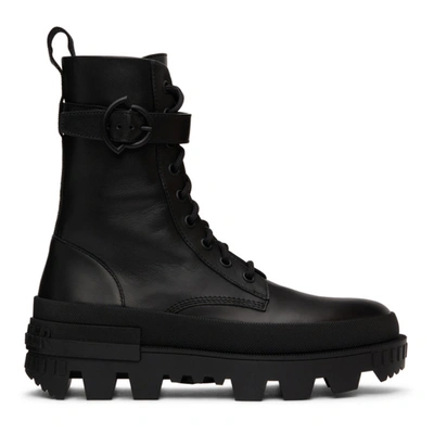 Moncler Black Carinne Lace-up Boots In 999 Black