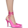Attico Pink Satin Venus Slingback Heels In Fuchsia