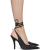 ATTICO BLACK SATIN VENUS SLINGBACK HEELS