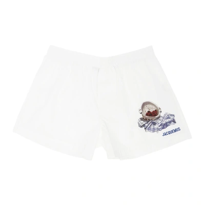 Jacquemus Cherries Print Elasticated Shorts In White