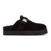 Moncler Mon Mule Suede Shearling-lined Slide Mules In 999 Black