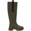 Ganni Khaki Recycled Rubber Country Boots In Green