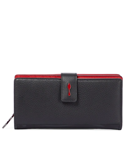 Christian Louboutin Paloma Rubber-trimmed Textured-leather Wallet In Black