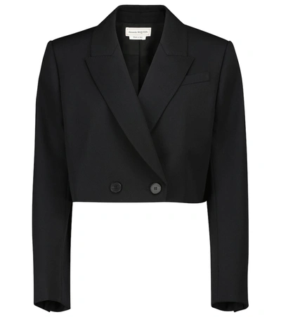 Alexander Mcqueen Double-breast Cropped Tailored Jacket In Black