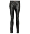 VERSACE MEDUSA LEATHER AND JERSEY SKINNY trousers,P00574703