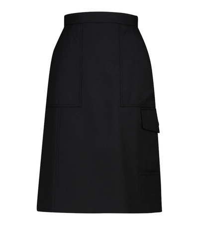 Moncler Flap-pocket Gabardine Midi Skirt In Black
