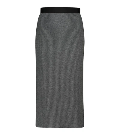 Moncler Wool And Cashmere Midi Skirt In Grey