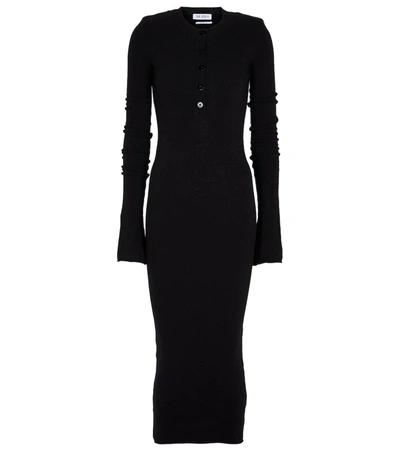 Attico Cutout Stretch Wool-blend Midi Dress In Black