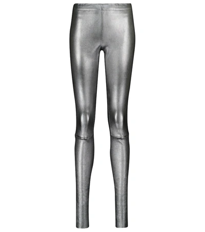 Stouls Carolyn Metallic Leather Leggings In Silver