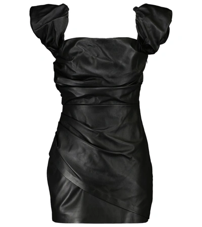 Zeynep Arcay Leather Off-the-shoulder Minidress In Black